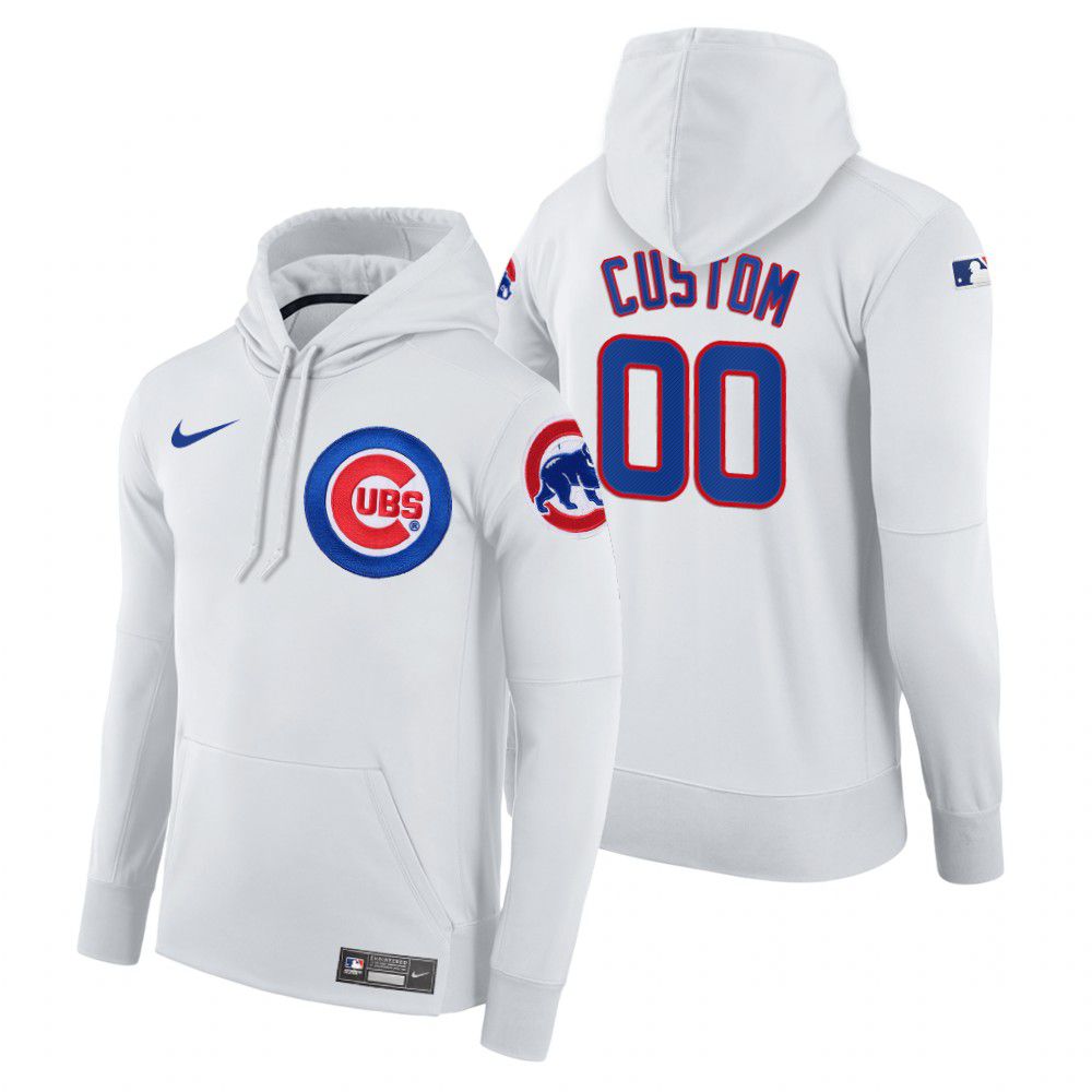 Men Chicago Cubs #00 Custom white home hoodie 2021 MLB Nike Jerseys